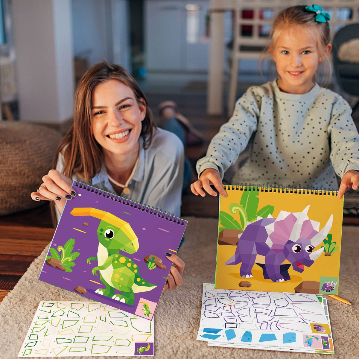 Omgouue 2-Pack Dinosaur Sticker Paint Books for Kids 3-8 | Travel Activity