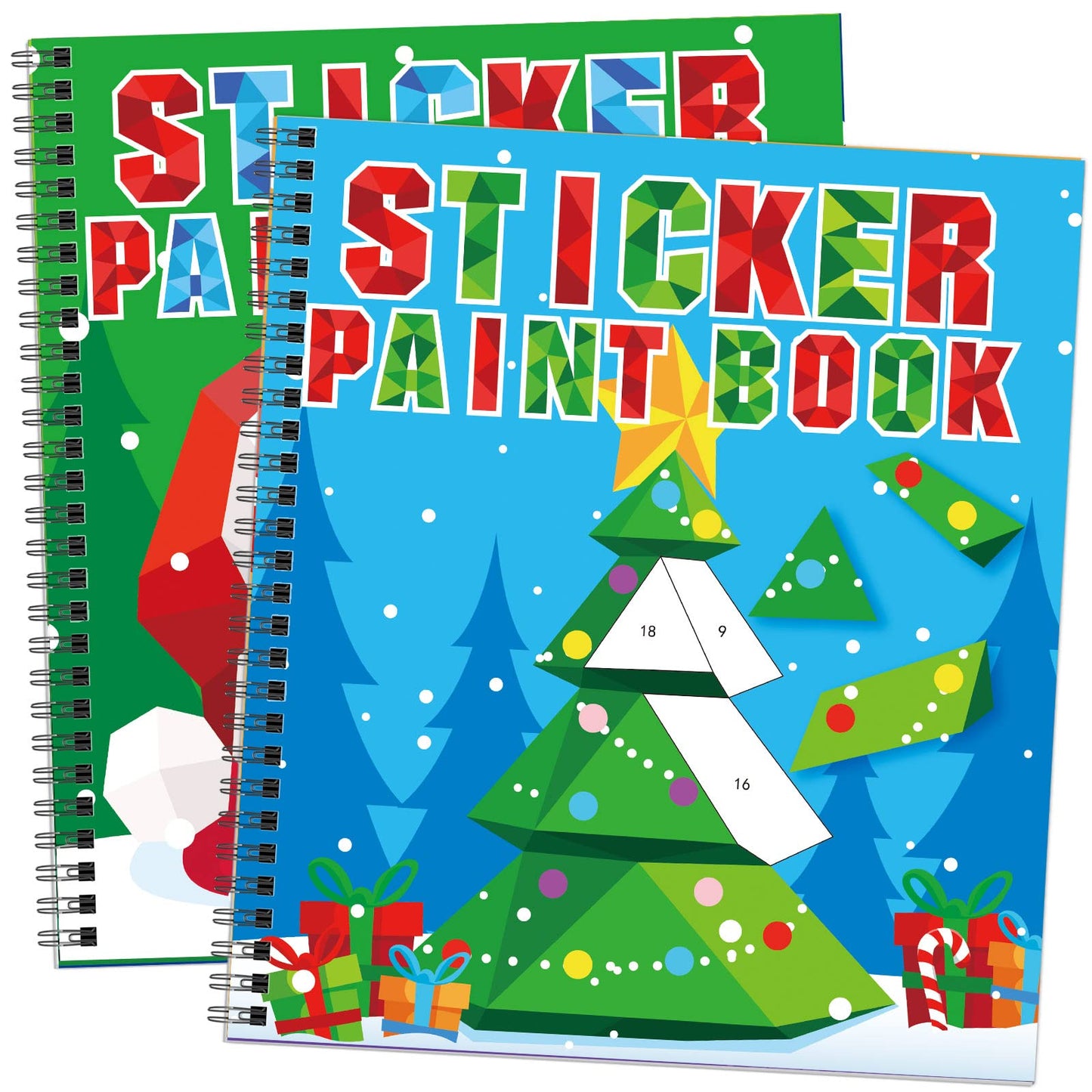 Omgouue 2-Pack Christmas Sticker Paint Books for Kids Ages 4-8 | Elf, Santa, Penguins & More