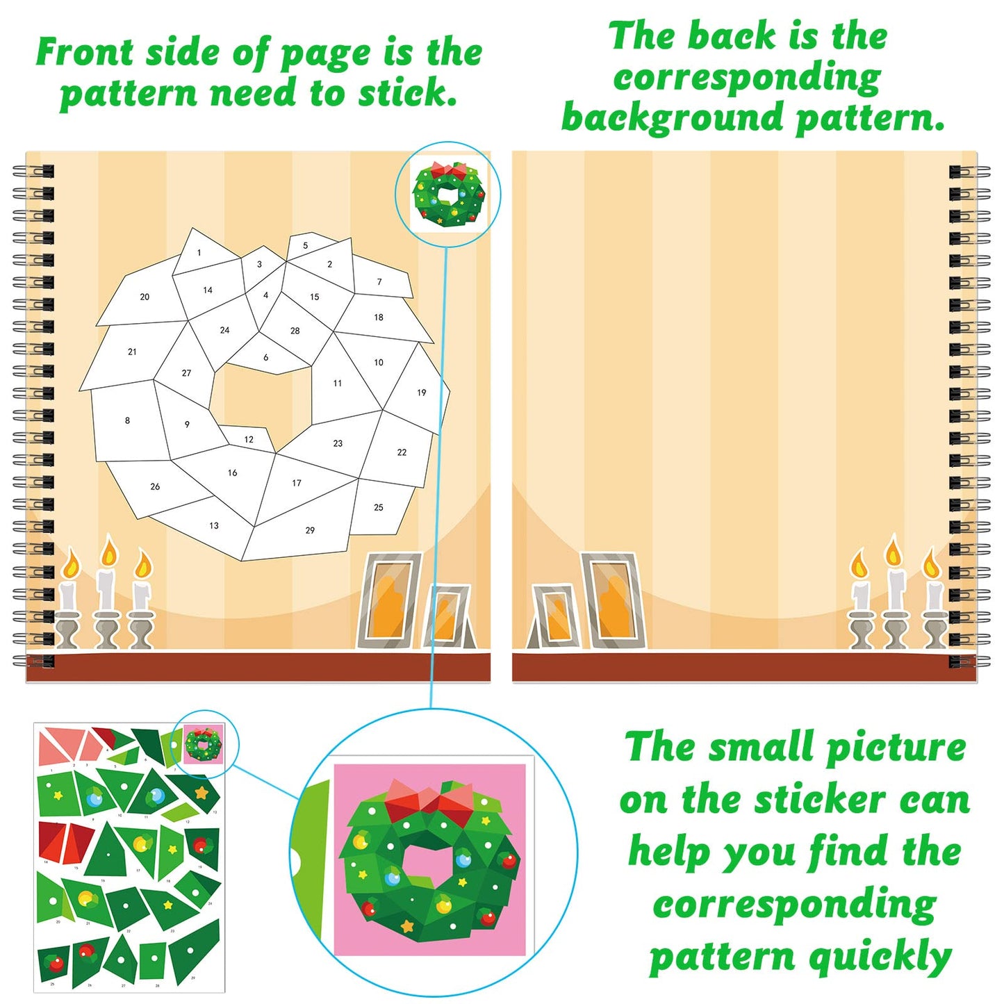 Omgouue 2-Pack Christmas Sticker Paint Books for Kids Ages 4-8 | Elf, Santa, Penguins & More
