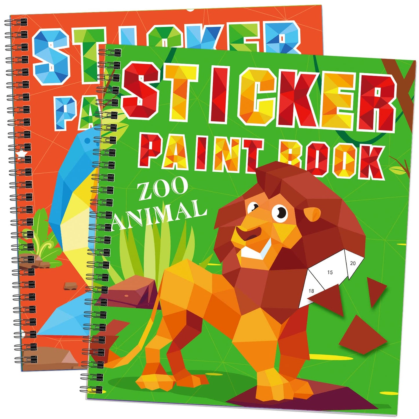 Omgouue 2-Pack Dinosaur Sticker Paint Books for Kids 3-8 | Travel Activity