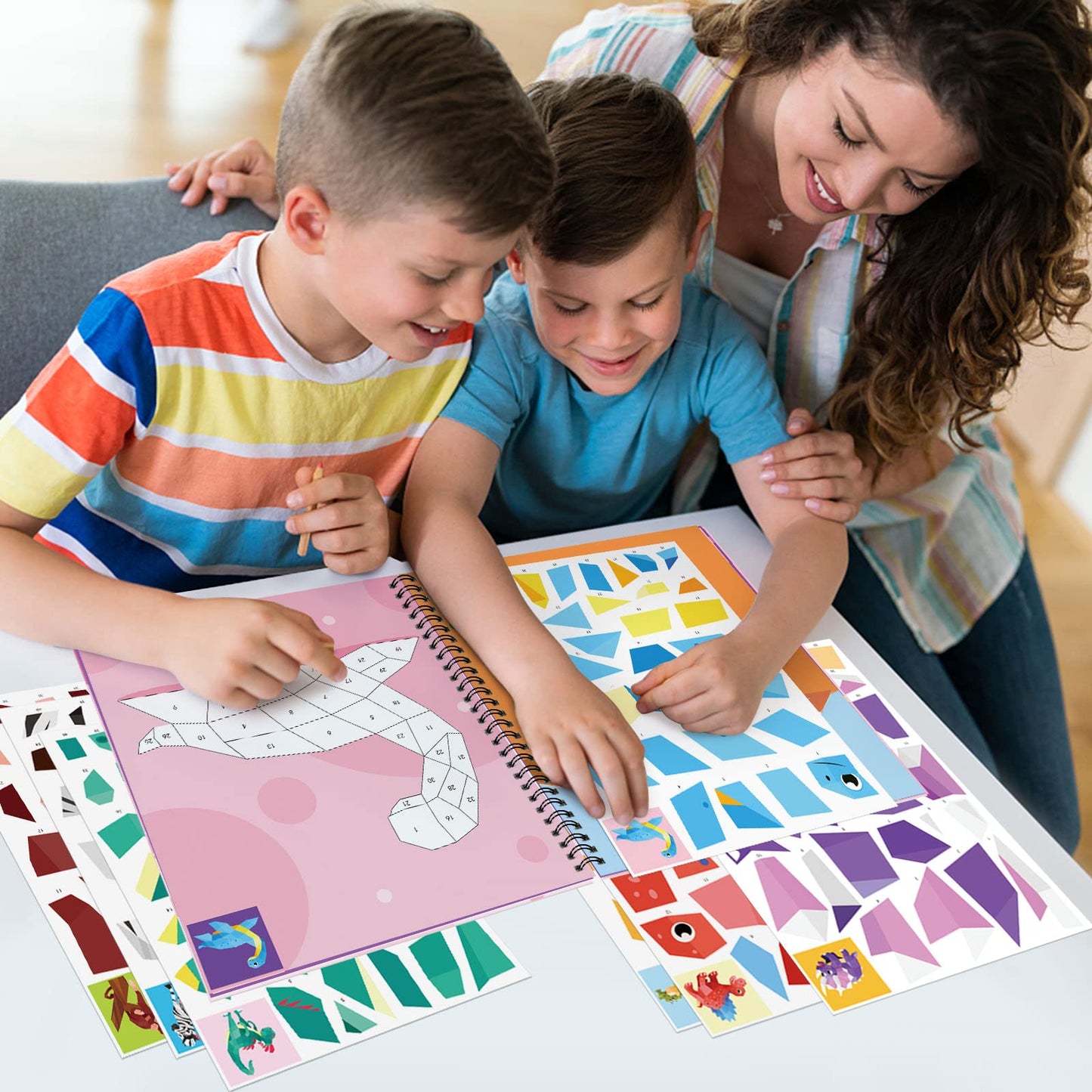 Omgouue 2-Pack Dinosaur Sticker Paint Books for Kids 3-8 | Travel Activity