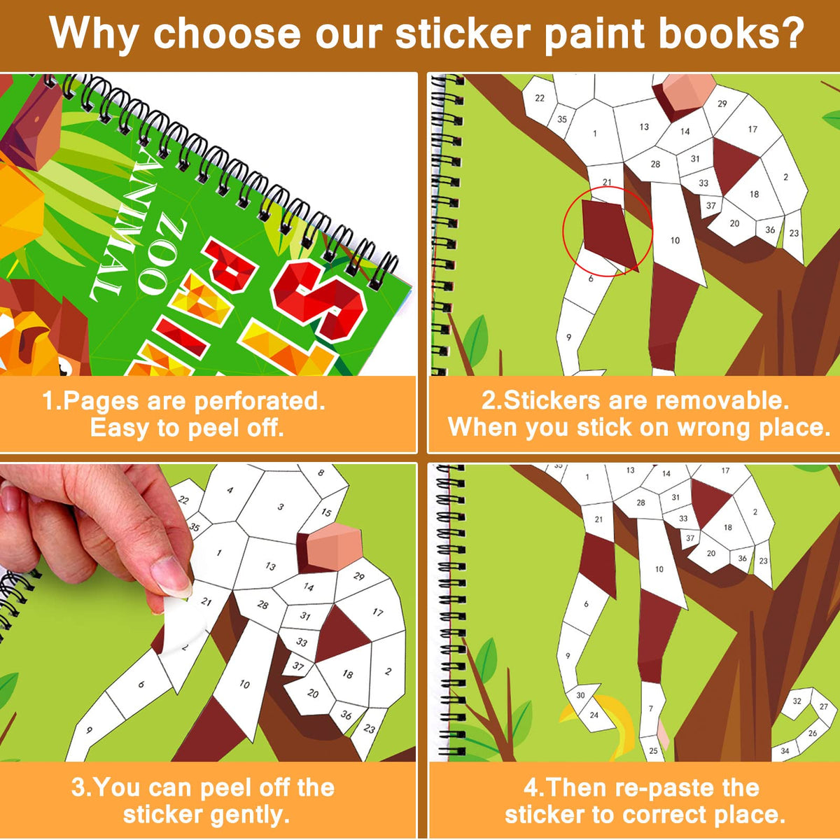 Omgouue 2-Pack Dinosaur Sticker Paint Books for Kids 3-8 | Travel Activity