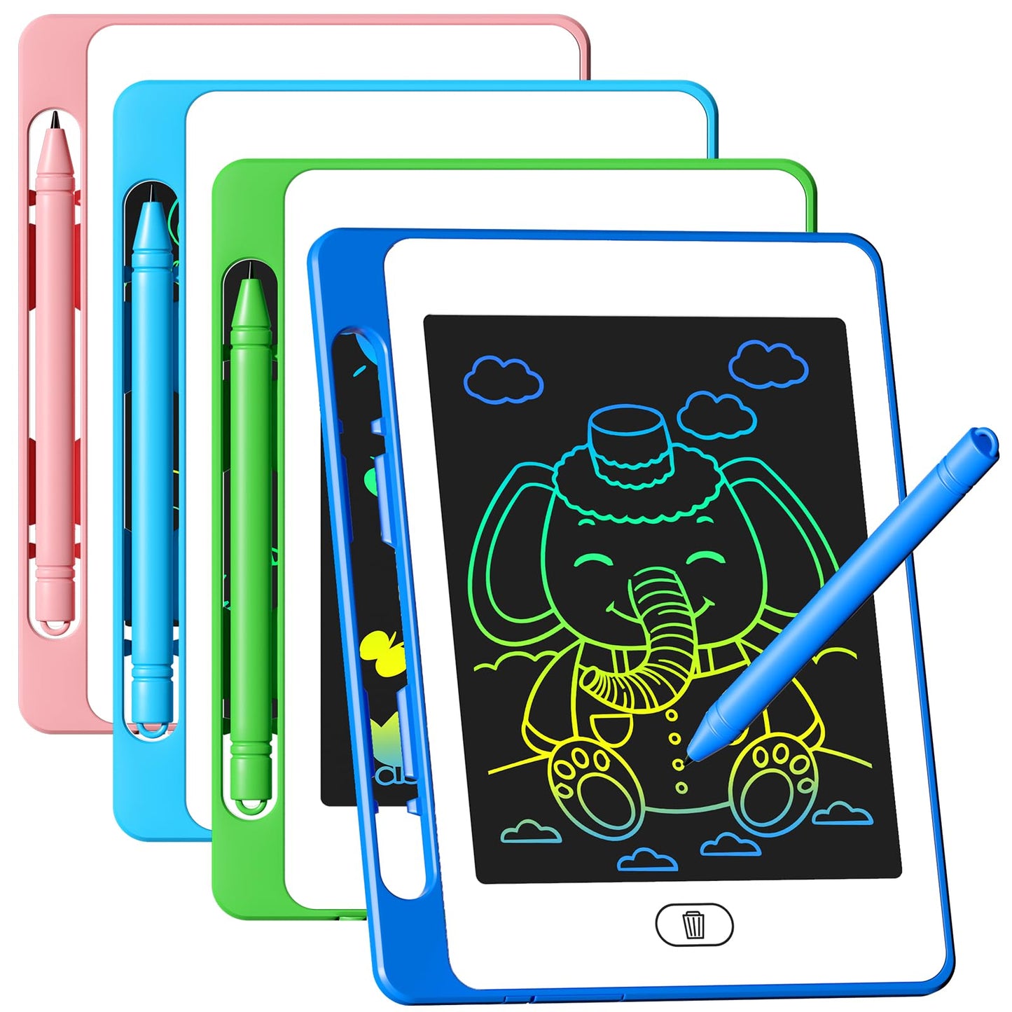 OMXDG 4-Pack LCD Writing Tablet for Kids – 6.5 Inch Colorful Doodle Boards