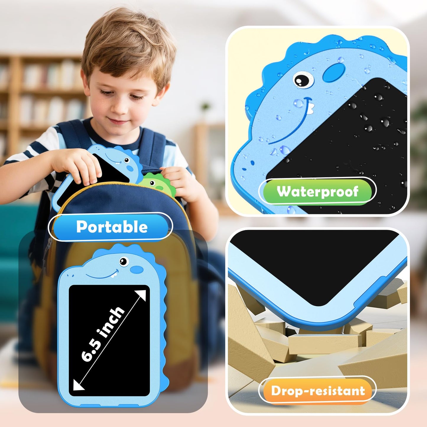 OMXDG 2 Pack LCD Writing Tablet for Kids – 6.5-Inch Dinosaur Doodle Boards
