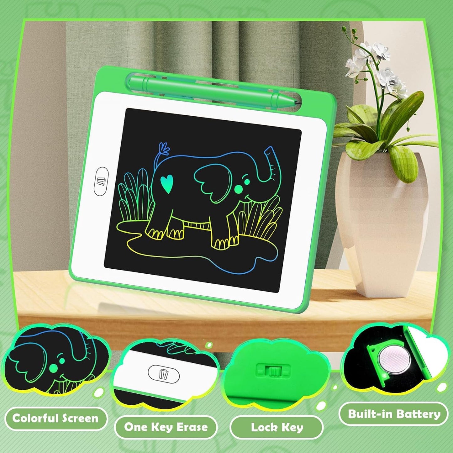 OMXDG Party Favor 16 Pack LCD Writing Tablet for Kids – 6.5 Inch Colorful Doodle Boards, Erasable & Reusable