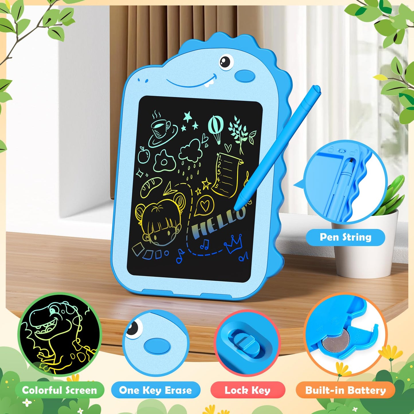 OMXDG 2 Pack LCD Writing Tablet for Kids – 6.5-Inch Dinosaur Doodle Boards