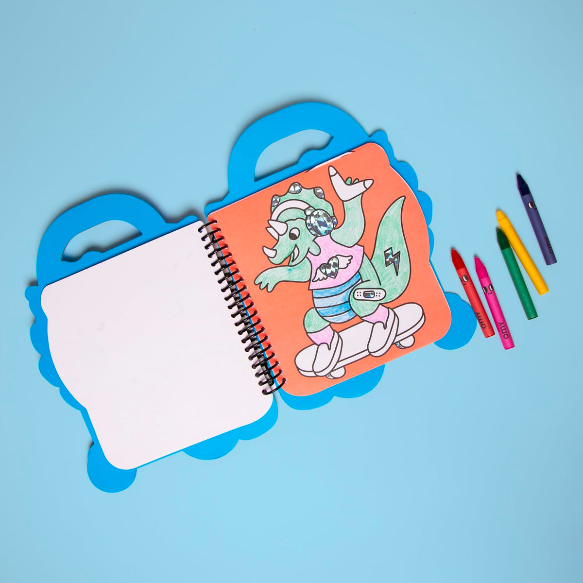 Omy Dinosaurs Super Coloring Book | 35 Pages, 2 Sticker Sheets, 5 Wax Crayons | Creative Play for Kids 3+