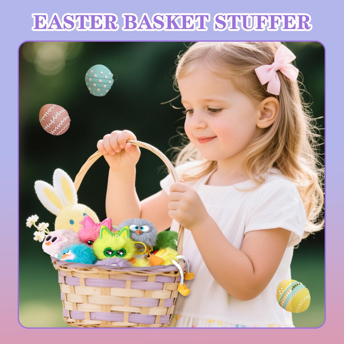 OMyFav 12 Pcs Kids Keychains – Plush Keychains for Easter, Parties & Classroom Prizes