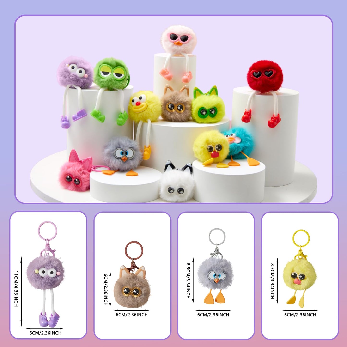 OMyFav 12 Pcs Kids Keychains – Plush Keychains for Easter, Parties & Classroom Prizes