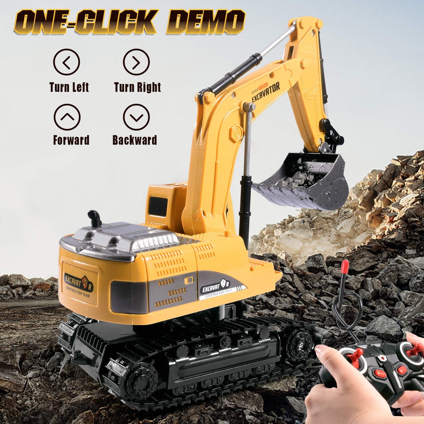 Onadrive Construction Excavator Toy - Remote-Control Digger for Kids (3-8)
