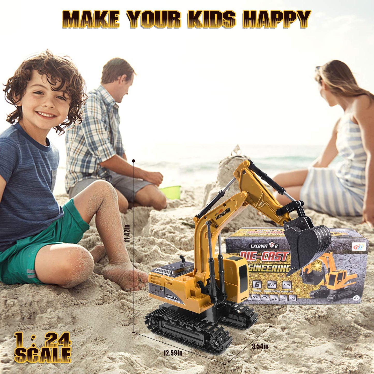 Onadrive Construction Excavator Toy - Remote-Control Digger for Kids (3-8)