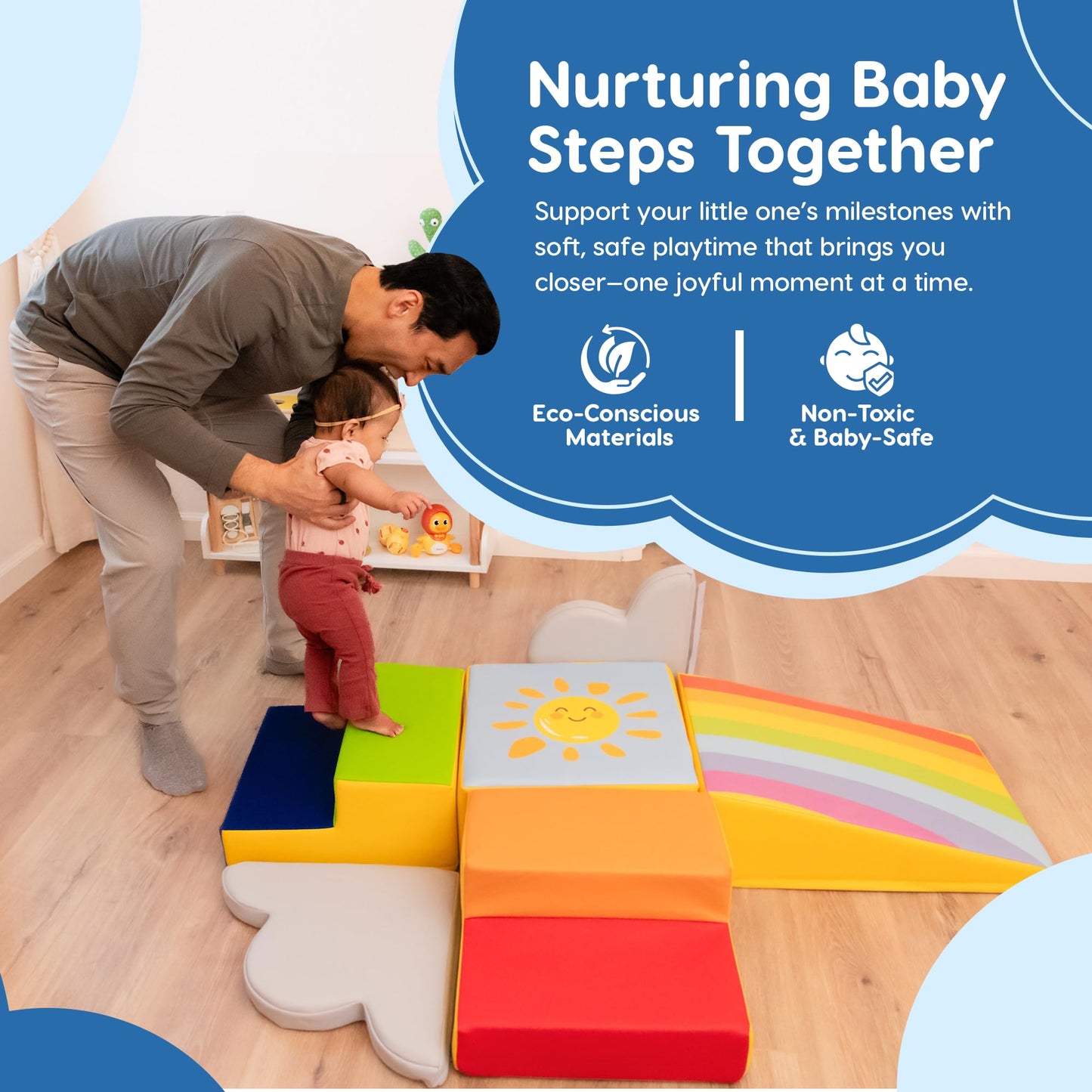Once Upon a Cloud Foam Climbing Blocks — 6-Piece Indoor Toddler Toy Set for Ages 1–4