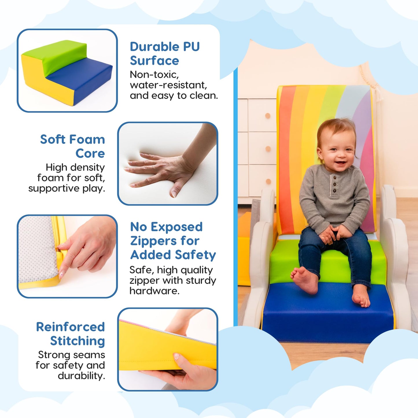Once Upon a Cloud Foam Climbing Blocks — 6-Piece Indoor Toddler Toy Set for Ages 1–4