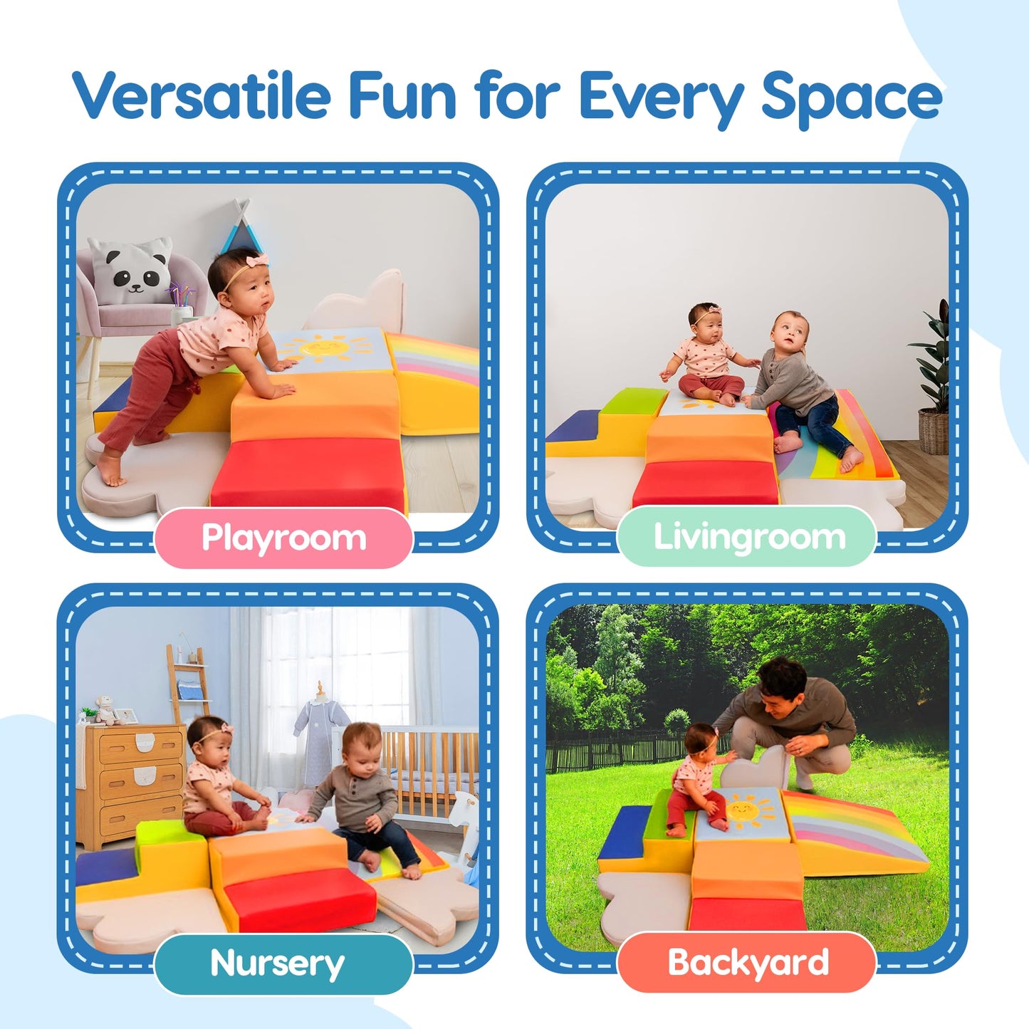 Once Upon a Cloud Foam Climbing Blocks — 6-Piece Indoor Toddler Toy Set for Ages 1–4