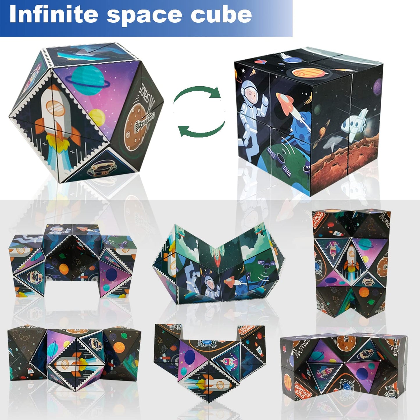 ONCOFAN 3D Flips Magic Cube Set – 3 Pack Infinity Cube Fidget Toys for Focus, Stress Relief & Fun