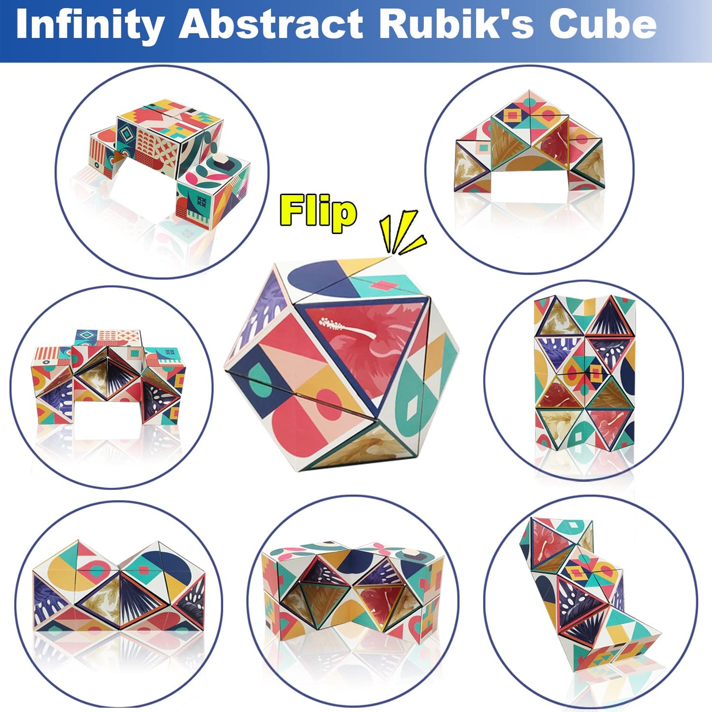 ONCOFAN 3D Flips Magic Cube Set – 3 Pack Infinity Cube Fidget Toys for Focus, Stress Relief & Fun