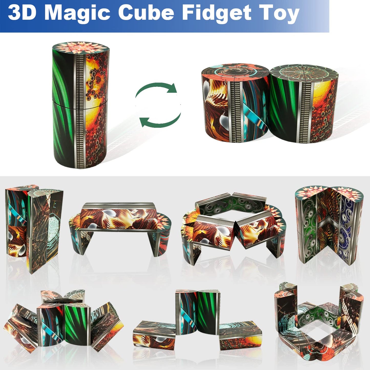 ONCOFAN 3D Flips Magic Cube Set – 3 Pack Infinity Cube Fidget Toys for Focus, Stress Relief & Fun