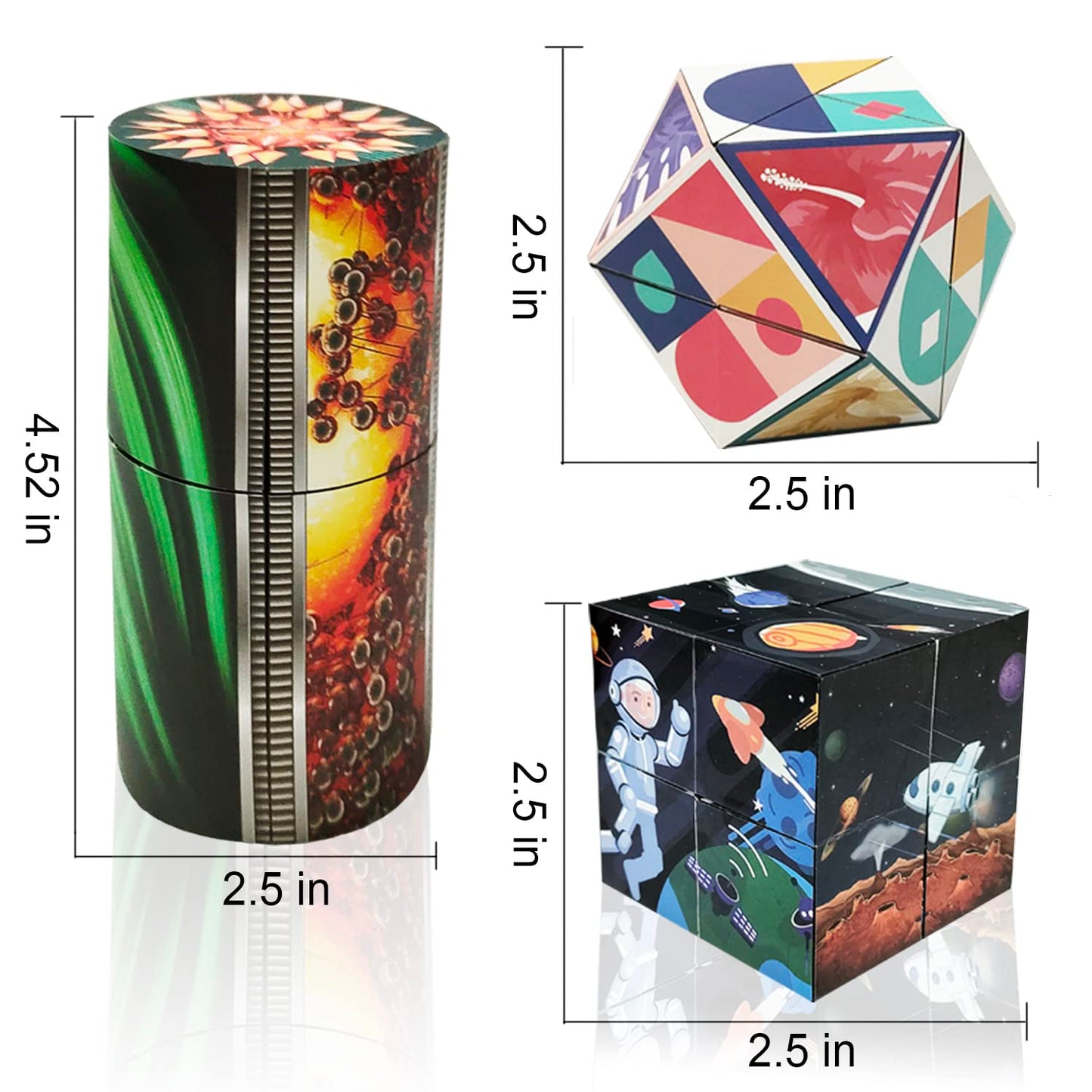 ONCOFAN 3D Flips Magic Cube Set – 3 Pack Infinity Cube Fidget Toys for Focus, Stress Relief & Fun