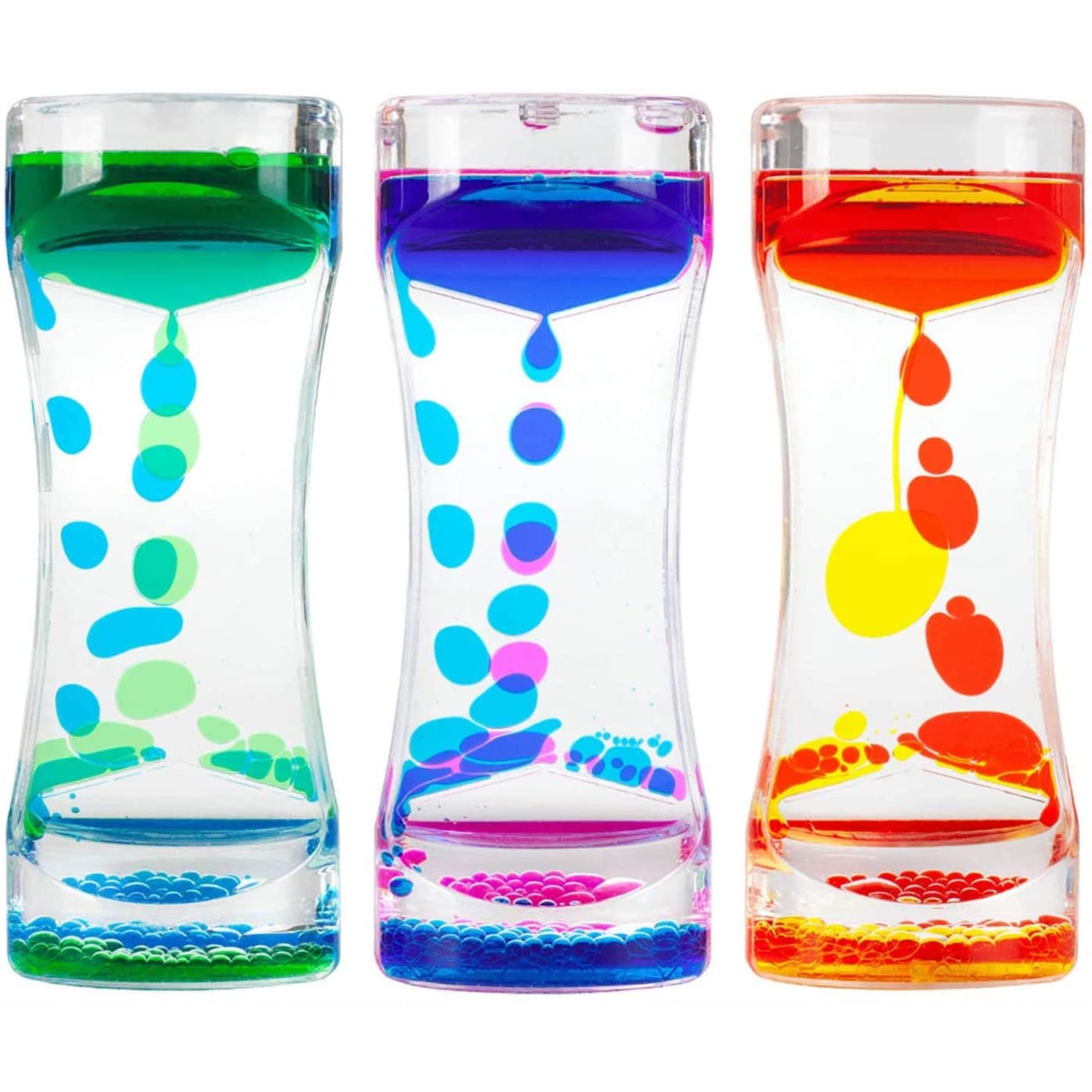Oneshow Liquid Motion Bubbler Timers – Colorful Oil Hourglass Fidget Toys (3 Pack)