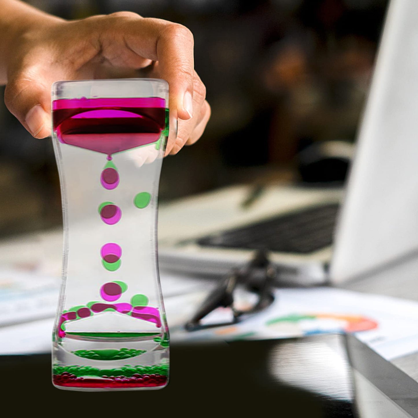 Oneshow Liquid Motion Bubbler Timers – Colorful Oil Hourglass Fidget Toys (3 Pack)