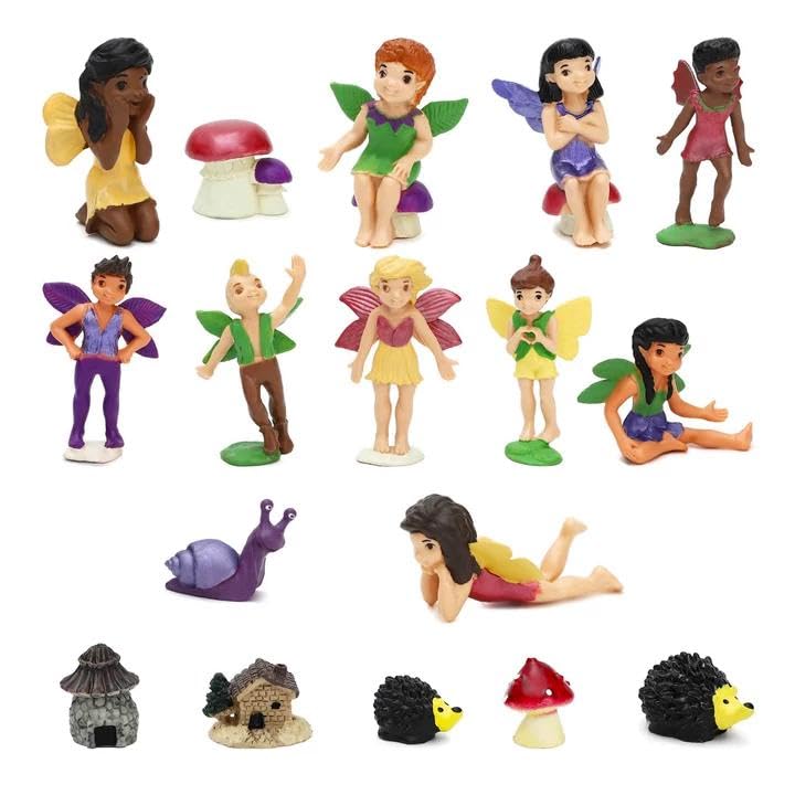 ONEST 18-Piece Hand-Painted Fairy Figurines for Fairy Garden Decor