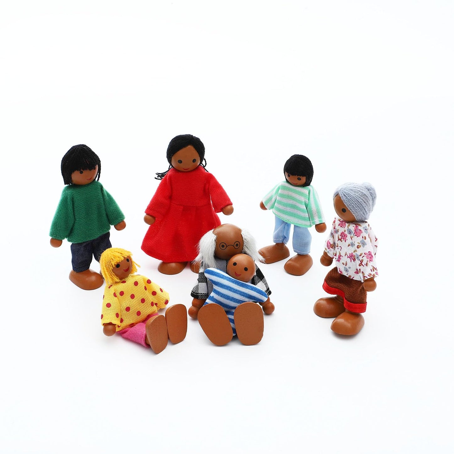 ONEST 23-Piece Wooden Dollhouse Family Set - Mini People Figures for Pretend Play