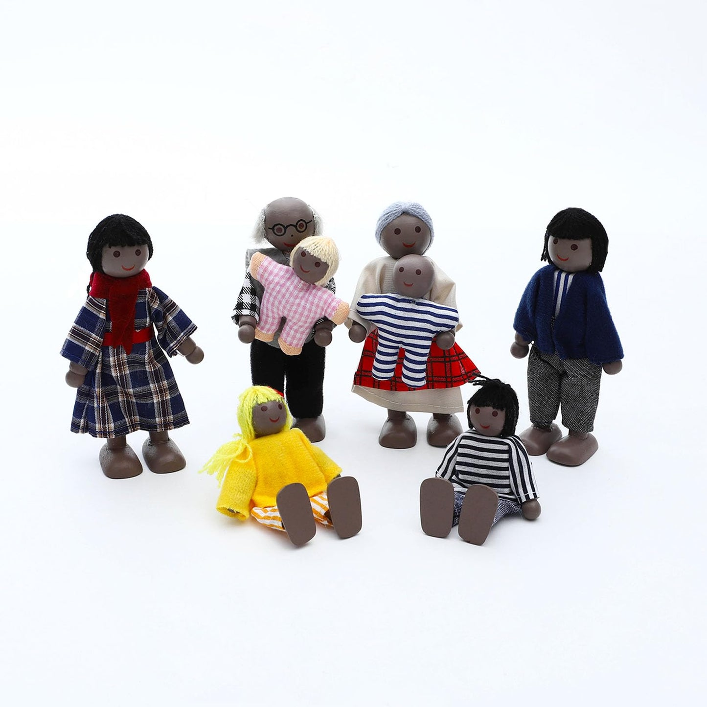 ONEST 23-Piece Wooden Dollhouse Family Set - Mini People Figures for Pretend Play