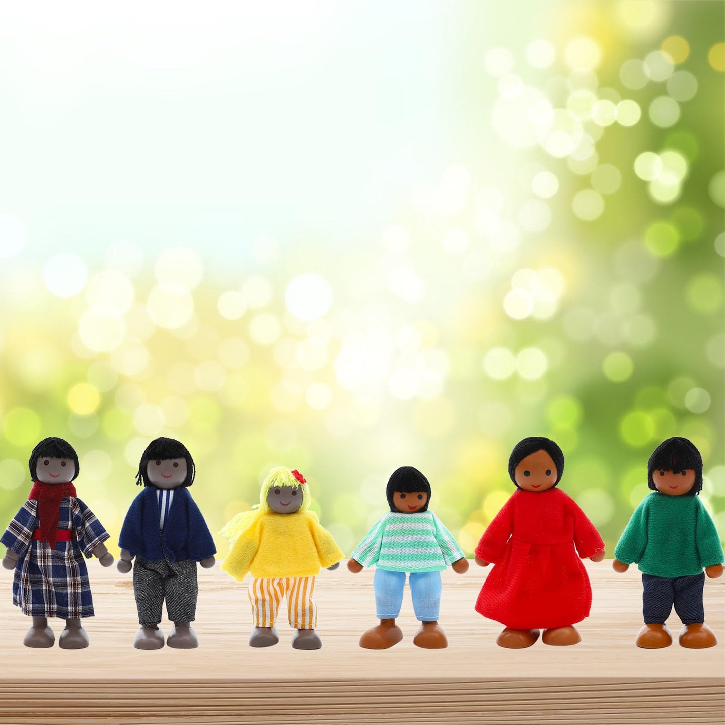 ONEST 23-Piece Wooden Dollhouse Family Set - Mini People Figures for Pretend Play