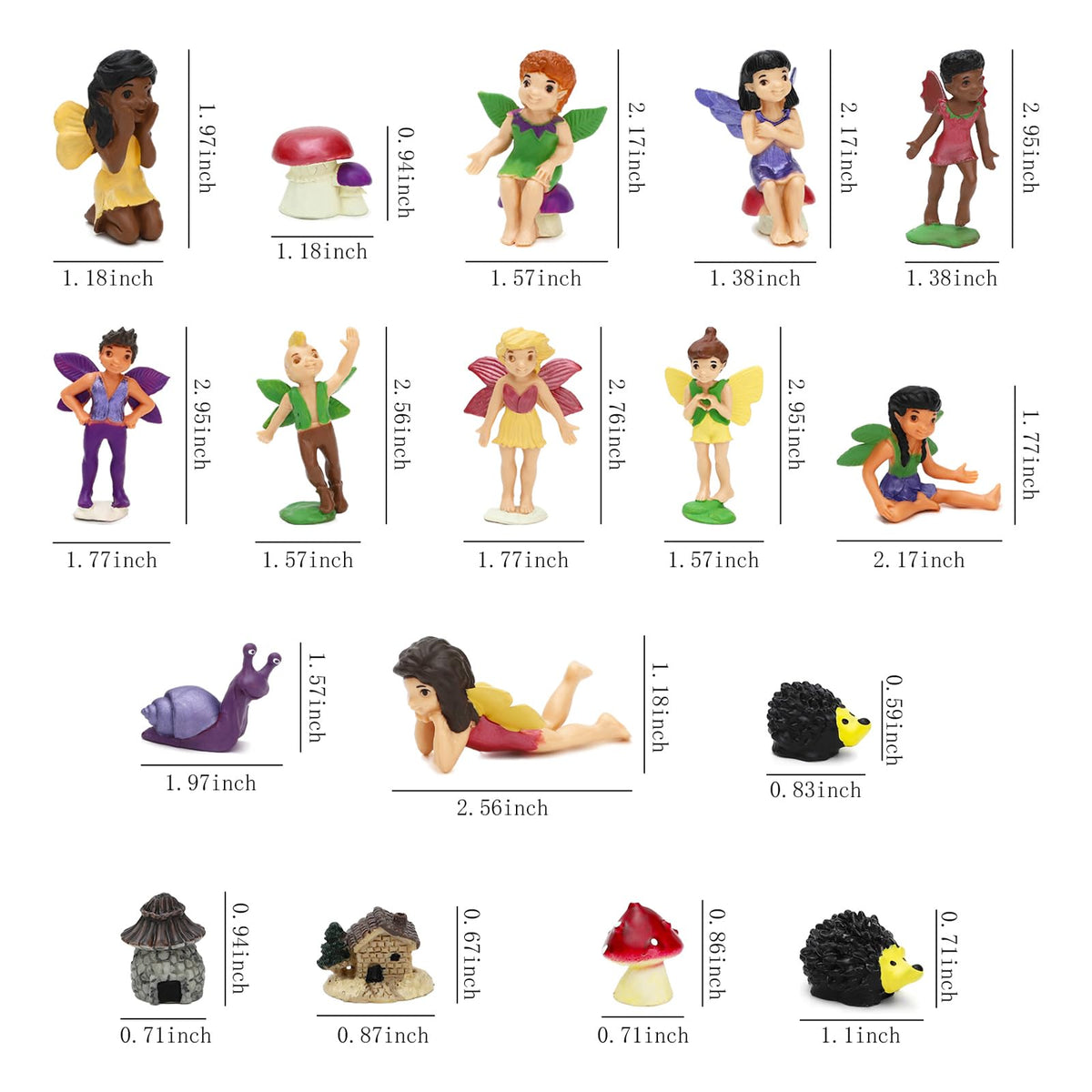 ONEST 18-Piece Hand-Painted Fairy Figurines for Fairy Garden Decor