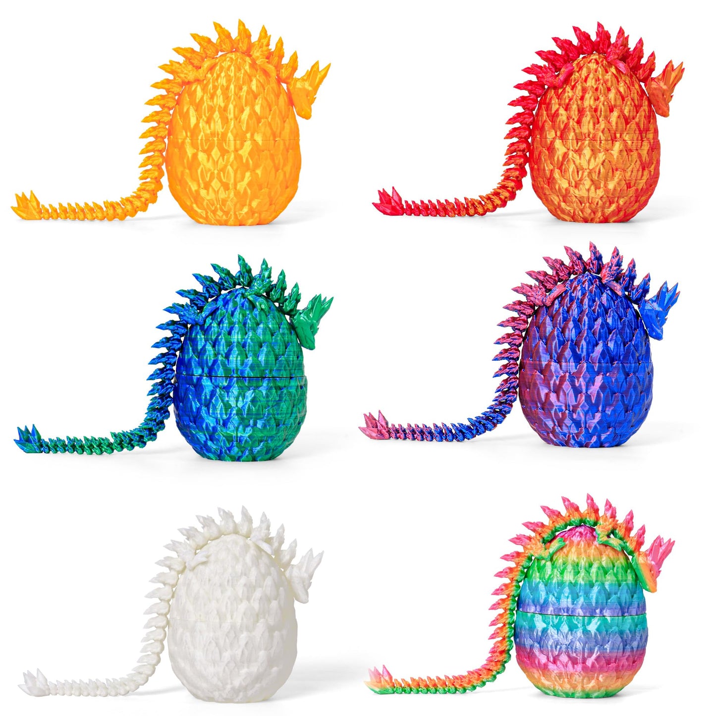 ONEVIVE 3D Printed Dragon Egg Toy (6 Pack) – Articulated Crystal Dragons