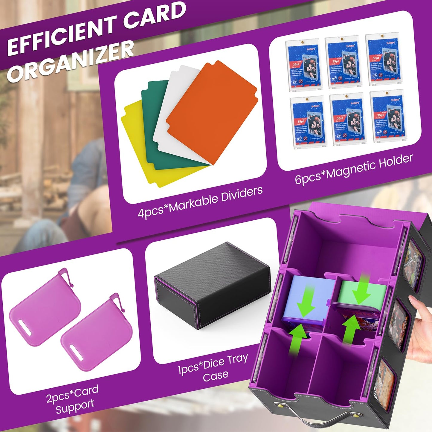 Oneyus MTG Card Storage Box – Massive 3600+ Capacity Leather Magnetic Deck Box with Commander Display