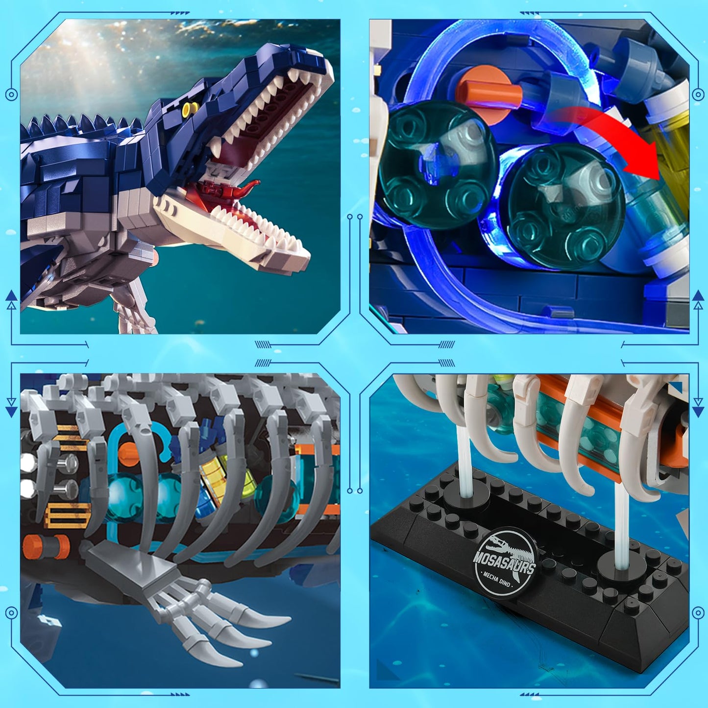 ONITUOFO Mechanical Dinosaur Building Set – 1026 Pieces | Jurassic Ocean Collection