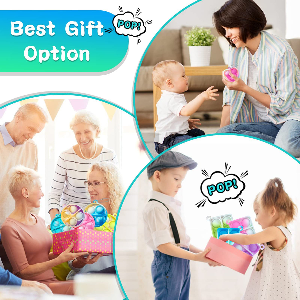ONKULL Pop Fidget Keychain 90-Pack – Bulk Sensory Toys for Kids 4–12, Classroom & Party Favors