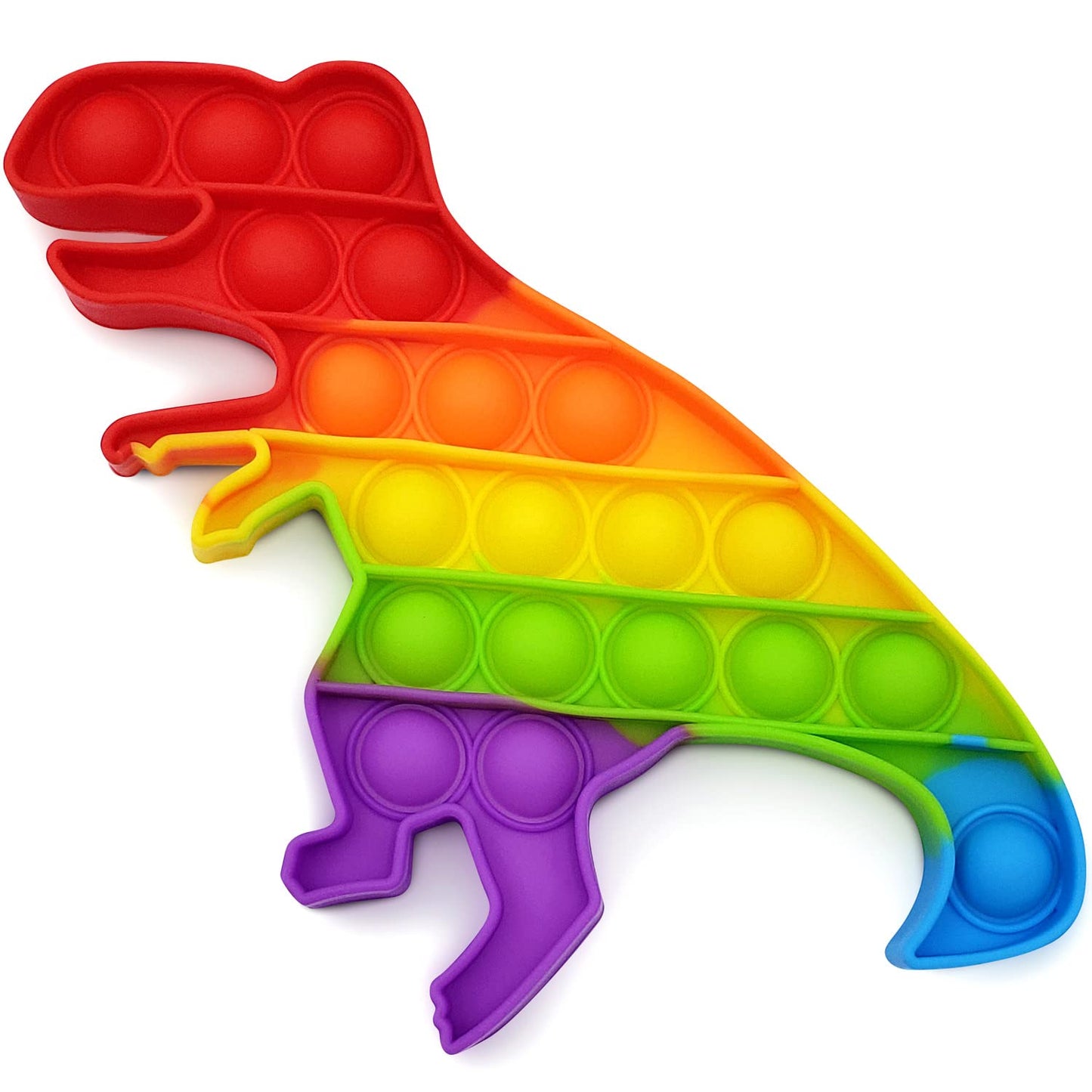 Only U Dinosaur Pop Fidget Toys Set – 4 Pack Silicone Rainbow Dino Push Pop
