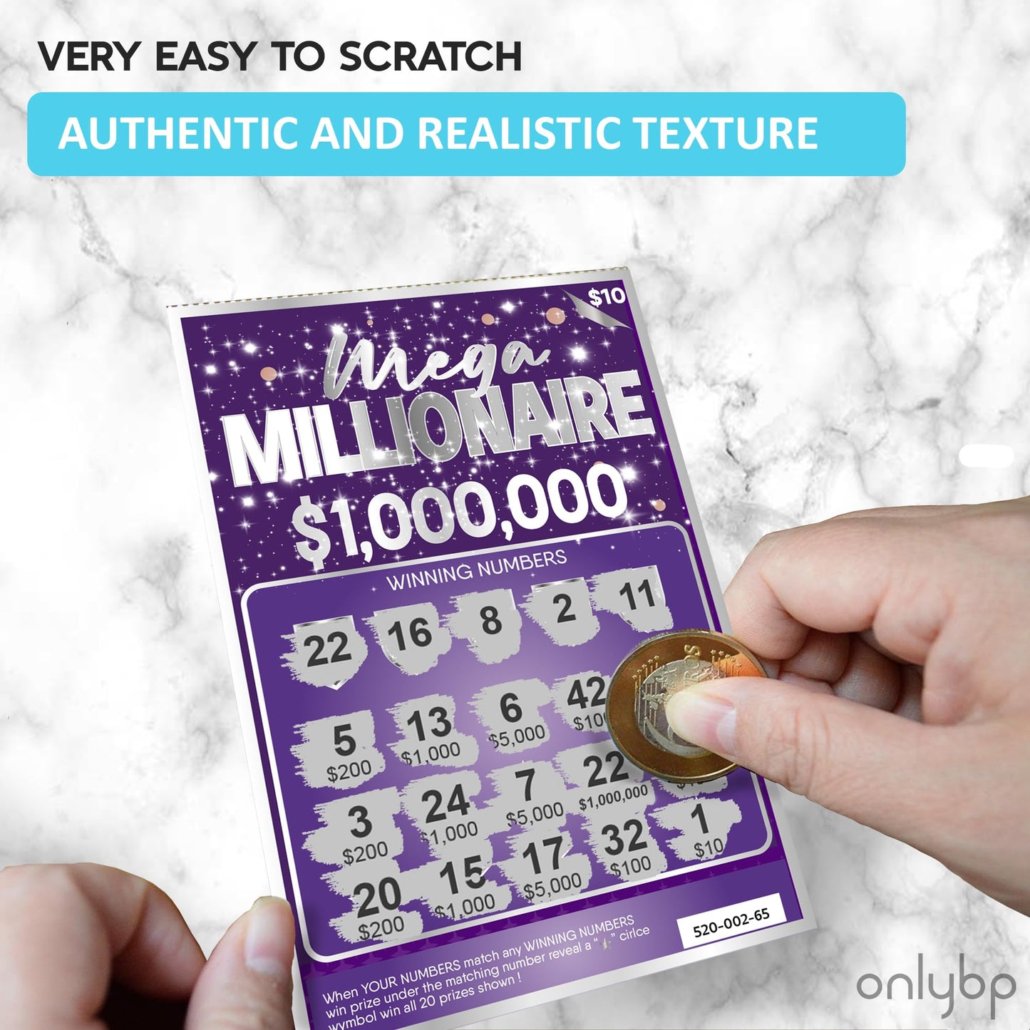 OnlyBP® 10 Fake Lottery Tickets & Real-Looking Scratch Off Cards – Prank Gifts