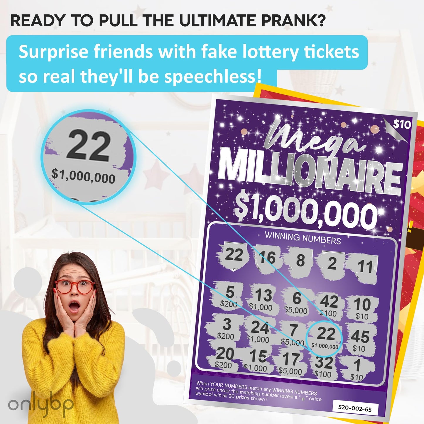 OnlyBP® 10 Fake Lottery Tickets & Real-Looking Scratch Off Cards – Prank Gifts