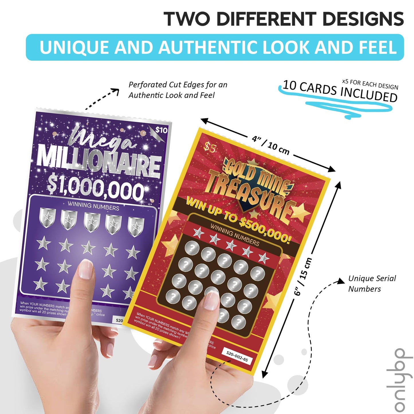 OnlyBP® 10 Fake Lottery Tickets & Real-Looking Scratch Off Cards – Prank Gifts