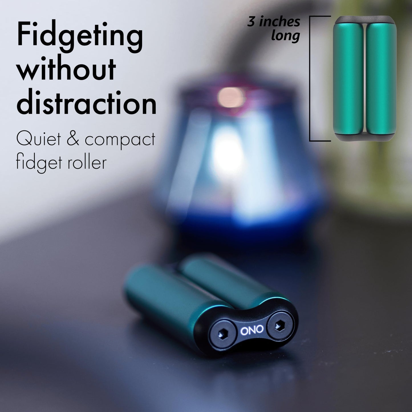 ONO Roller | Compact Aluminum Fidget Toy for Adults — Stress Relief, Focus, and Calm (Teal, Junior Size)