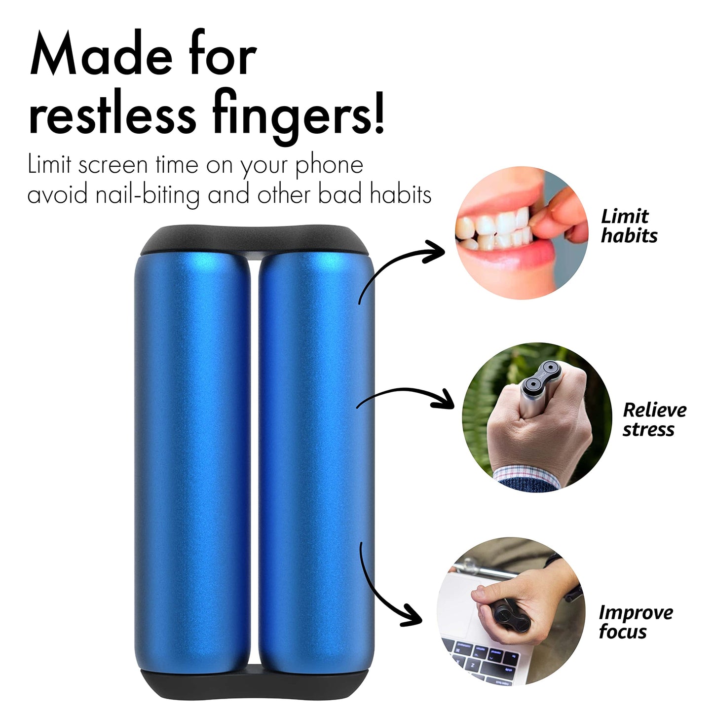 ONO Roller - Handheld Fidget Toy for Adults | Stress Relief, Focus & Clarity | Sapphire Aluminum