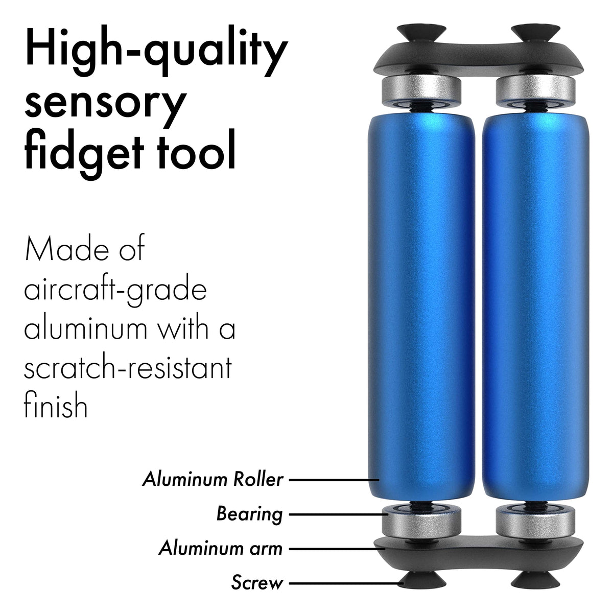 ONO Roller - Handheld Fidget Toy for Adults | Stress Relief, Focus & Clarity | Sapphire Aluminum