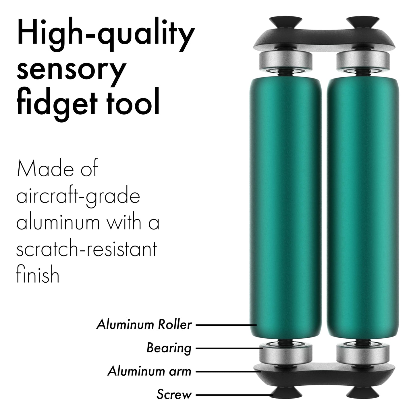 ONO Roller | Compact Aluminum Fidget Toy for Adults — Stress Relief, Focus, and Calm (Teal, Junior Size)