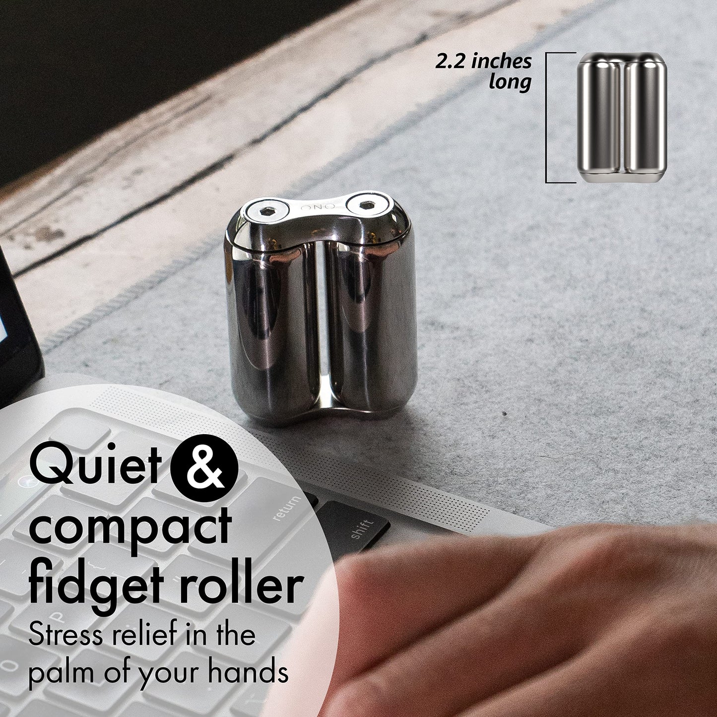 ONO Roller - Stainless Steel Handheld Fidget Toy for Stress Relief, Focus, and Portable Use