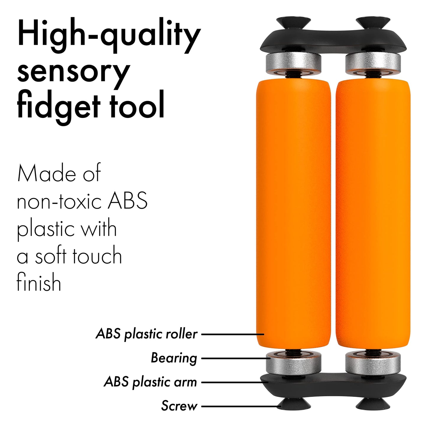 ONO Roller Jr. – Handheld Fidget Toy (Orange, Junior Size) for Silent Stress Relief and Focus