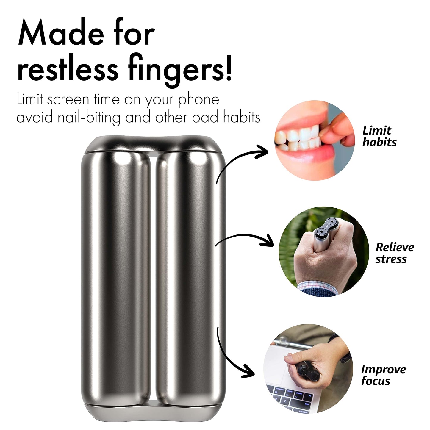 ONO Roller | Stainless Steel Handheld Fidget Toy for Adults – Stress Relief, Focus & Clarity | Compact, Portable