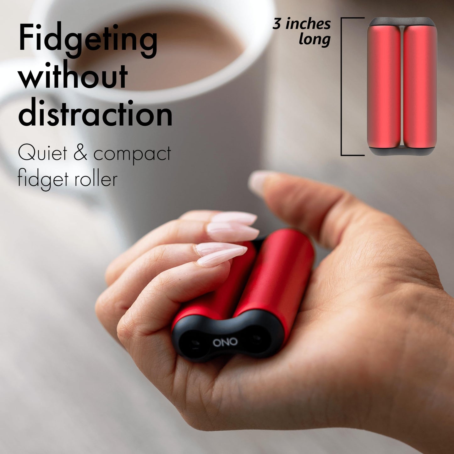 ONO Roller - Compact Aluminum Fidget Toy for Stress Relief, Focus, and Portability | Red Junior Size
