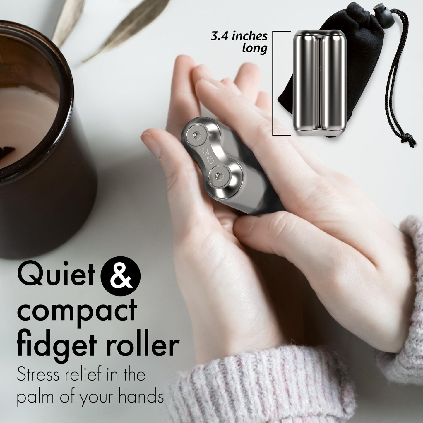 ONO Roller | Stainless Steel Handheld Fidget Toy for Adults – Stress Relief, Focus & Clarity | Compact, Portable