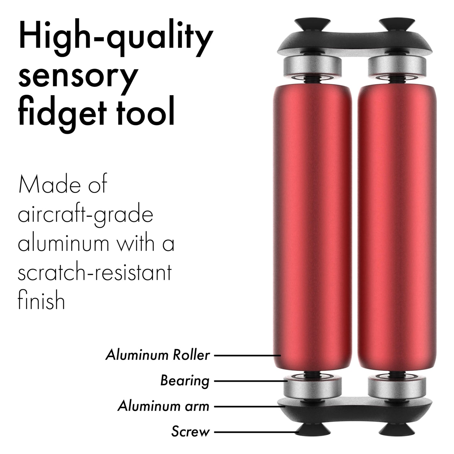 ONO Roller - Compact Aluminum Fidget Toy for Stress Relief, Focus, and Portability | Red Junior Size