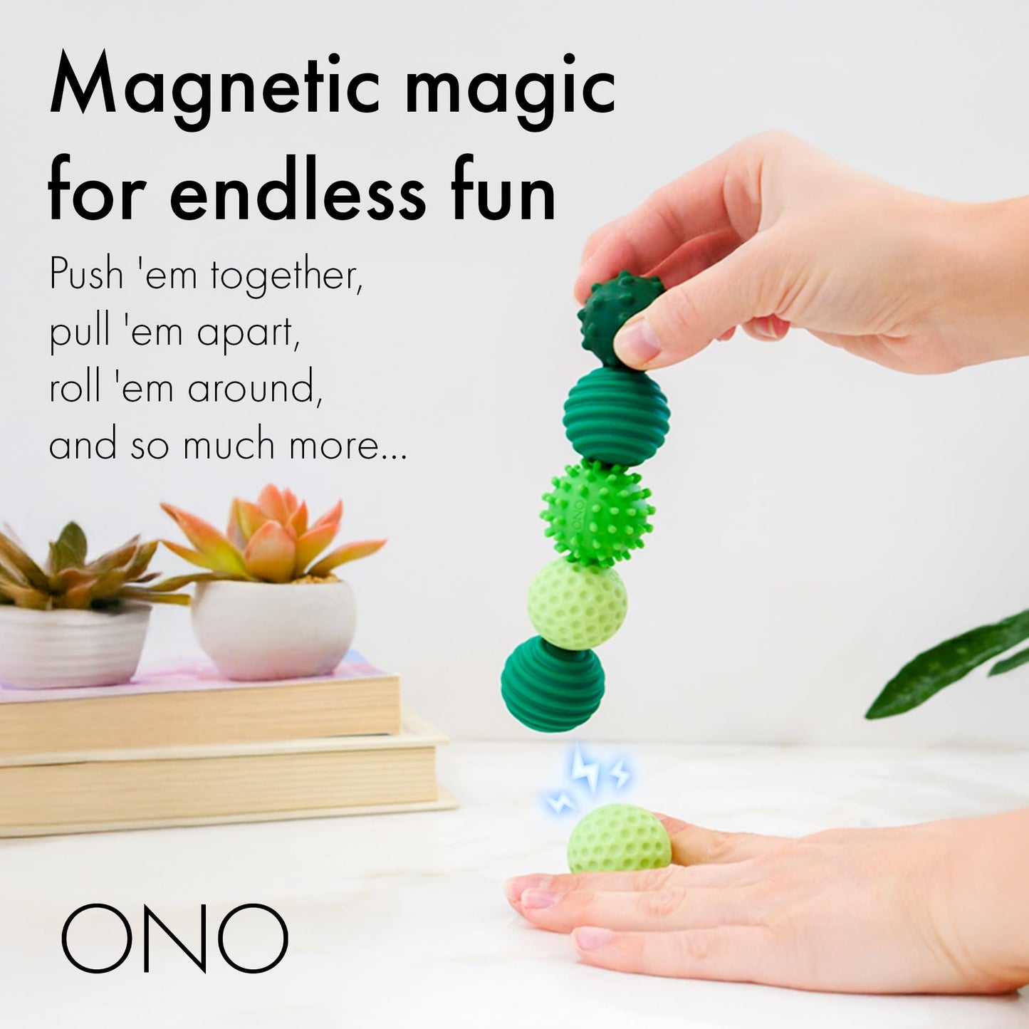 ONO Signets – Emerald Silicone Magnetic Fidget Balls (Set of 8)