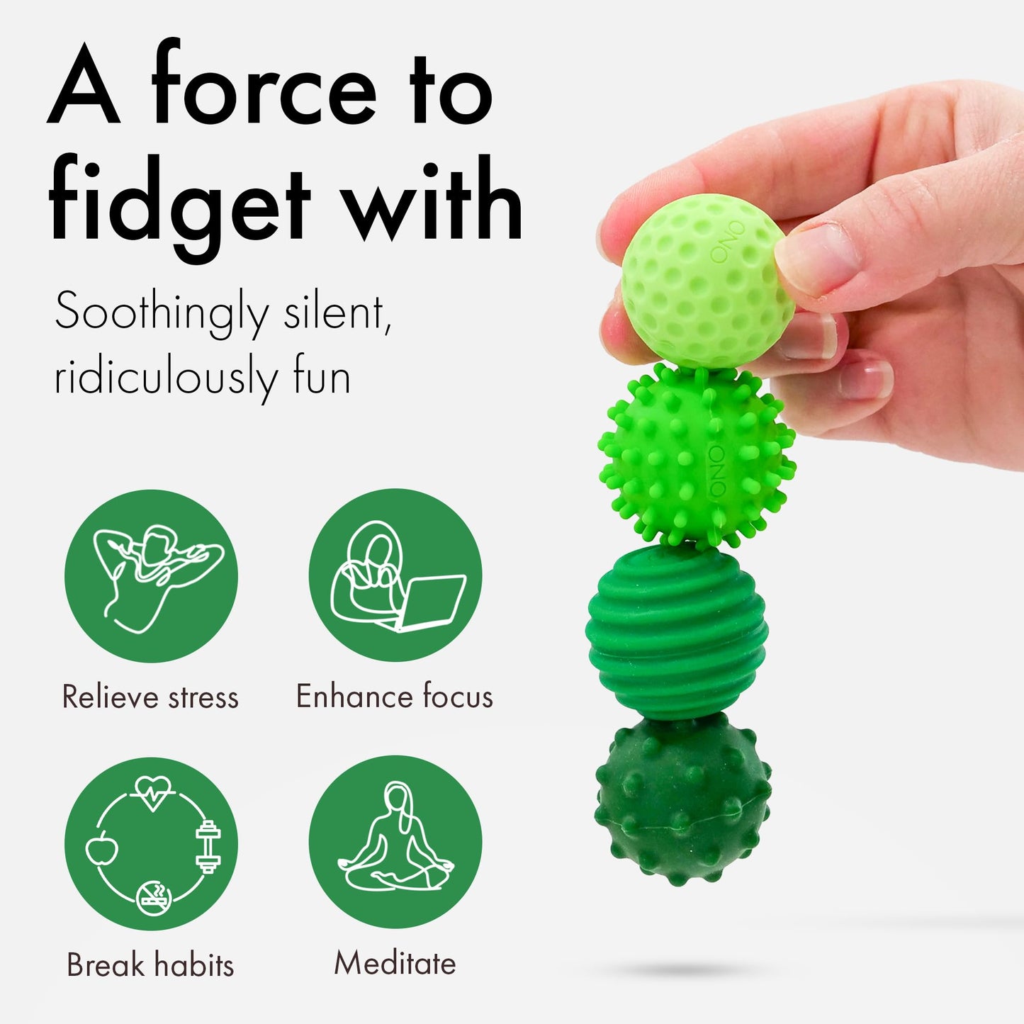 ONO Signets – Emerald Silicone Magnetic Fidget Balls (Set of 8)