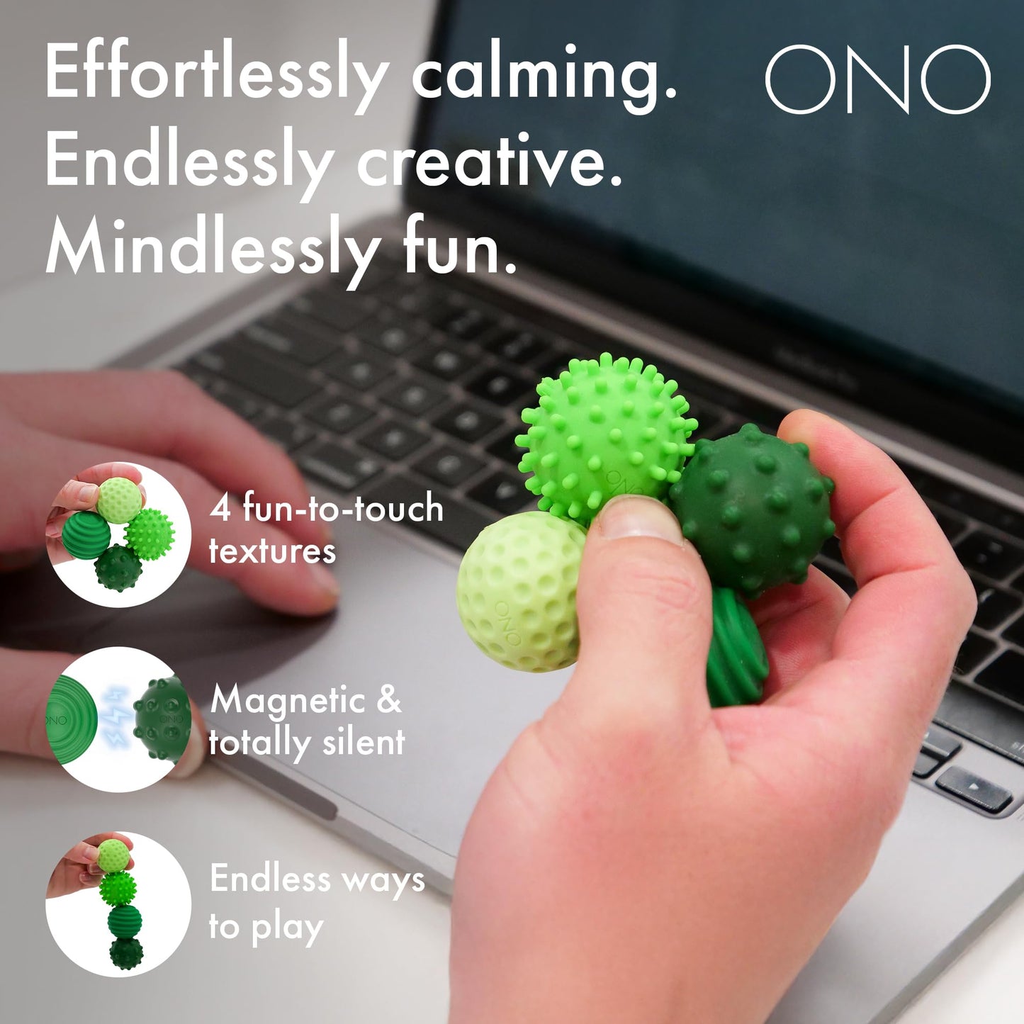 ONO Signets – Emerald Silicone Magnetic Fidget Balls (Set of 8)